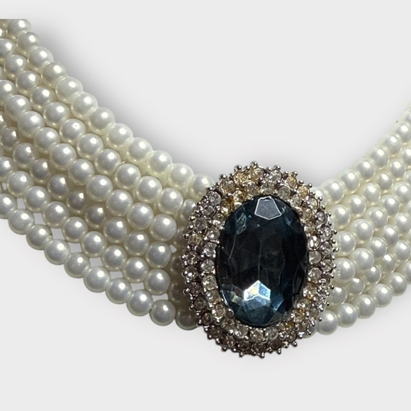Vintage Faux Pearl & Stone “Princess Diana” Inspired Necklace - Picture 5 of 8